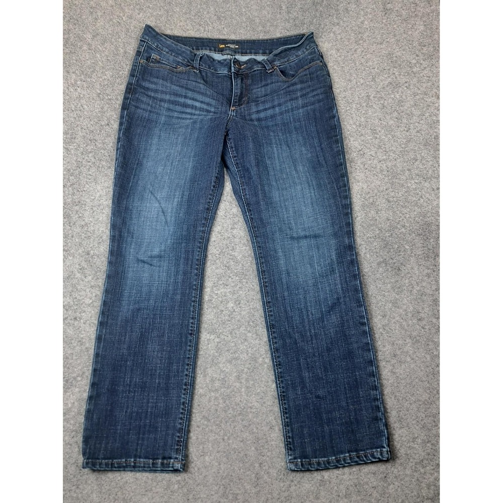 Lee Straight Leg Mid Rise Secretly Shapes Regular Fit Women Sz: 12S‎ blue